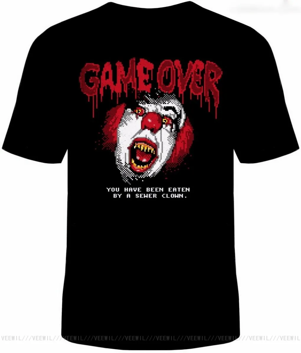 Топы Game Over NES IT, футболка унисекс, забавные хлопковые топы Для Взрослых Pennywise, клоун, Стивен Кинг, Харадзюку, модные классические футболки