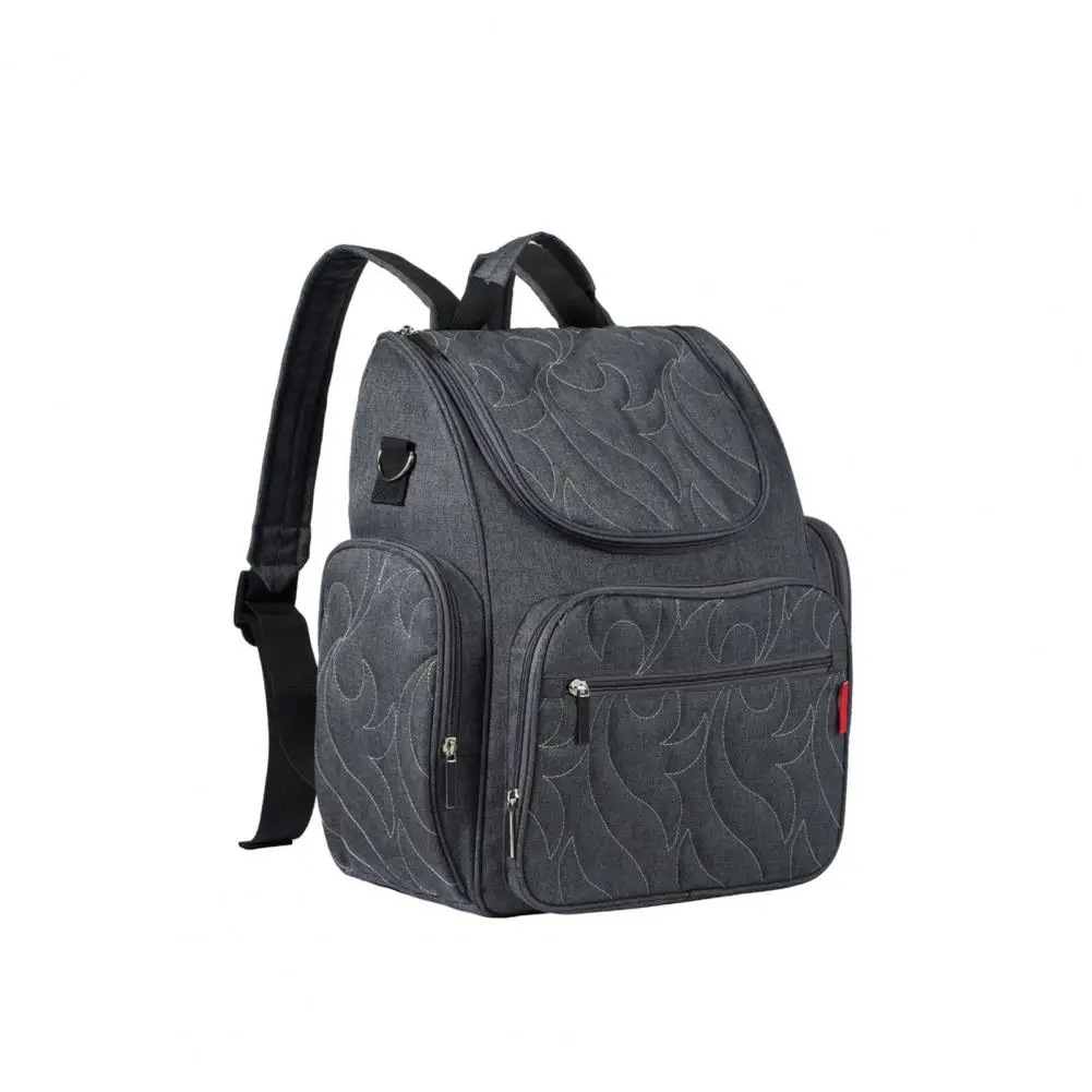 

Large Capacity Mommy Bag Embroidered Print Waterproof Nylon Mommy Nappy Backpack for Daily Supplies