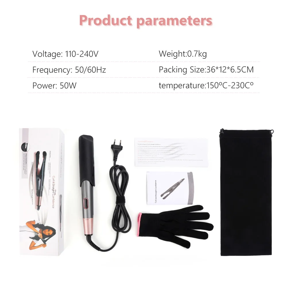 

2 In 1 Electric Hair Curling Iron Waver Curler Twist Straightening Hair Straightener Heat Iron Curly Styling Tools Professional