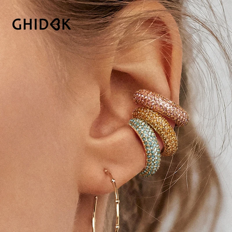 GHIDBK эффектные красочные серьги для ушного хряща, минималистическое геометрическое кольцо, серьги, демонстрационная серьга в виде клипсы, женские серьги