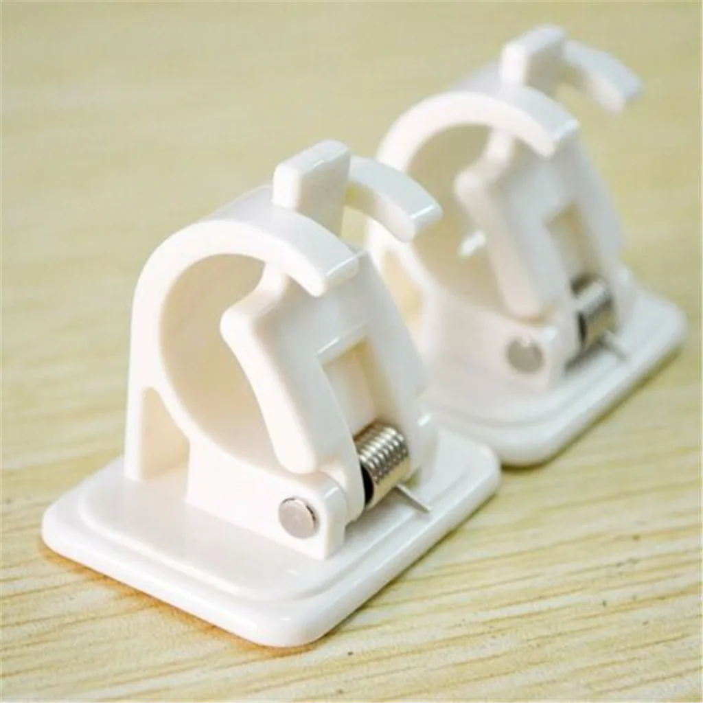 

2021 Self Adhesive Hooks Rod Bracket Pole Drapery Hook Holders 2pc Curtain Bracket Drapery Pole Hanging Rod Clip Wall Hooks