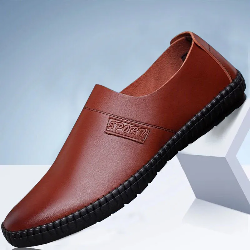 Summer leather Shoes Men Flats Slip On Male Loafers Driving Moccasins Homme Casual Fashion Dress Wedding Footwear 2020 | Обувь