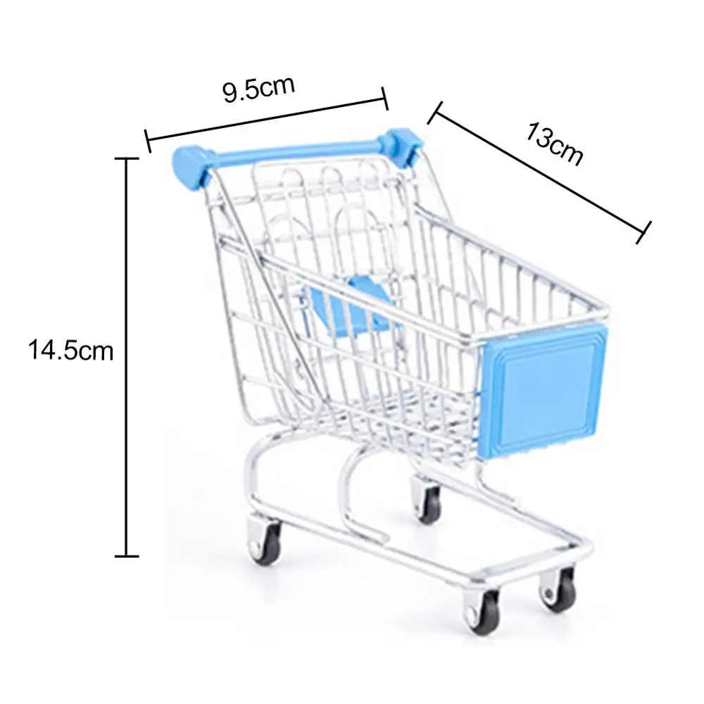 Sky blue M Мини тележка из супермаркета из нержавеющей стали корзина для покупок Режим хранения игрушек телефон ручка держатель игрушки подарки для детей - Цвет: Sky blue M