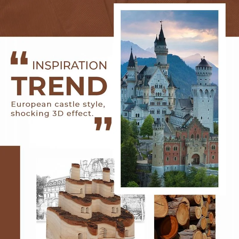 3D замок из массива дерева креативные чанбайские горы липы маленькое ремесло