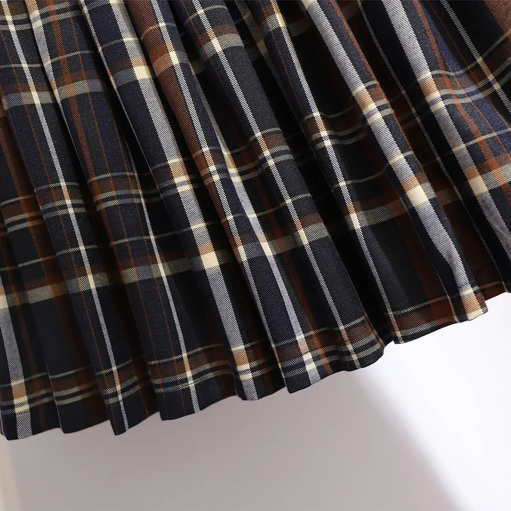 

Pleated Mini Skirt England Style Casual Plaid Mini Skirt Elastic Waist Plus Size Lattice Skirts Fall 2020 Women Clothing