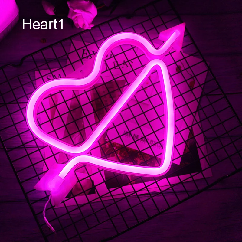 Heart1 Светодиодный Светильник-ночник с зарядкой от аккумулятора usb светодиодный неоновый светильник с надписью «LOVE HEART», украшение для свадебной вечеринки, ночная лампа на День святого Валентина, подарок - Испускаемый цвет: Heart1