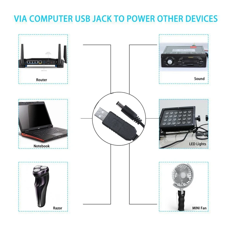 USB DC 5V к 12V 2 1mm X 5 5mm модуль конвертер баррель мужской разъем кабеля питания кабель 1M