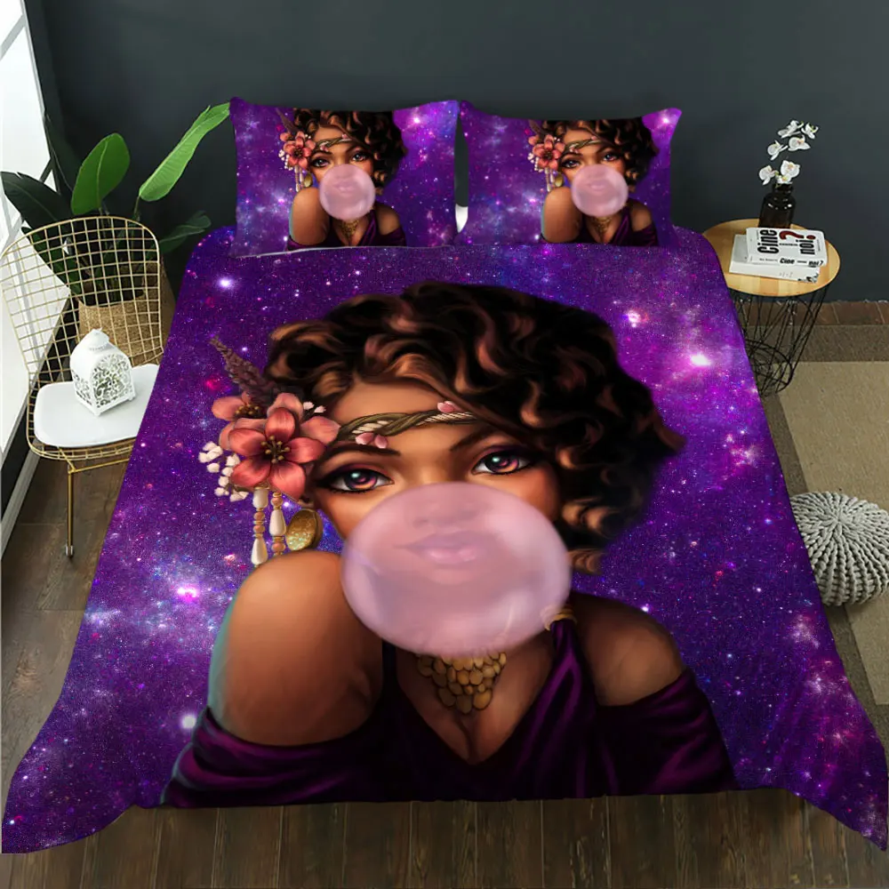 

BailiPromise Africa girl cover luxury Bedding Set bedroom 3D Print personality Pillowcase Soft Duvet Cover Queen King 2/3pcs