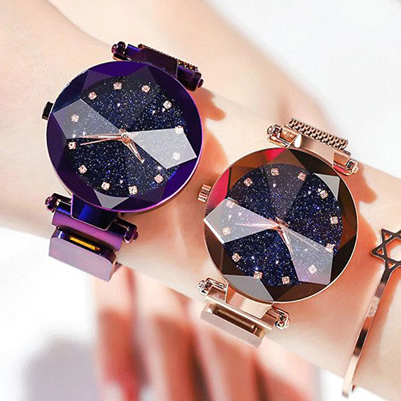 

Ladies Magnetic Starry Sky Clock Luxury Women Watches Fashion Diamond Female Quartz Wristwatches Relogio Feminino Zegarek Damski