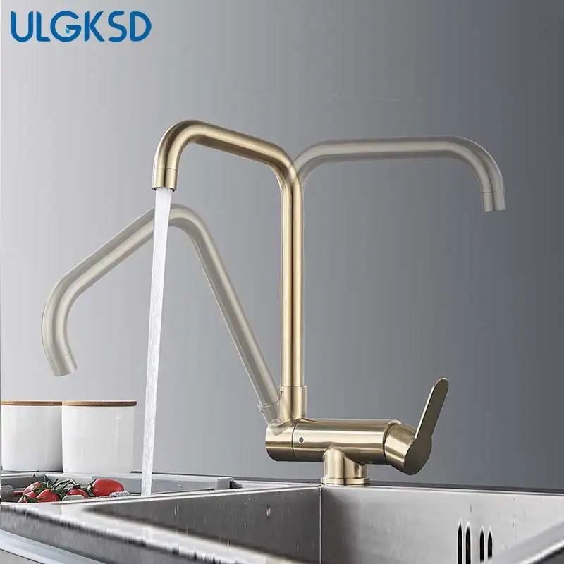 ULGKSD черный бронзовый кухонный смеситель для холодной и горячей кухни, смеситель с одной ручкой, кухонный кран с вращением на 360 градусов