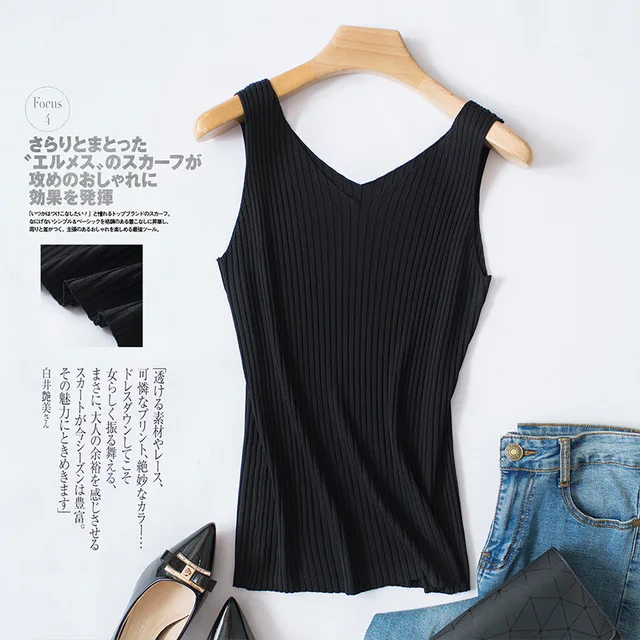 

Summer Fashion Slim Sweater Women Vest Knitted Vest V Neck Joker Knitted Vest Womens Vests Elasticity Multiple Colour Top 2021