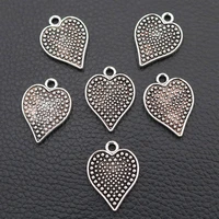 8pcs silver plated heart pendant retro necklace bracelet metal accessories diy charms for jewelry crafts making a694