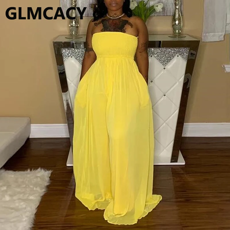 

Комбинезон-труба с открытыми плечами, повседневный однотонный Свободный комбинезон