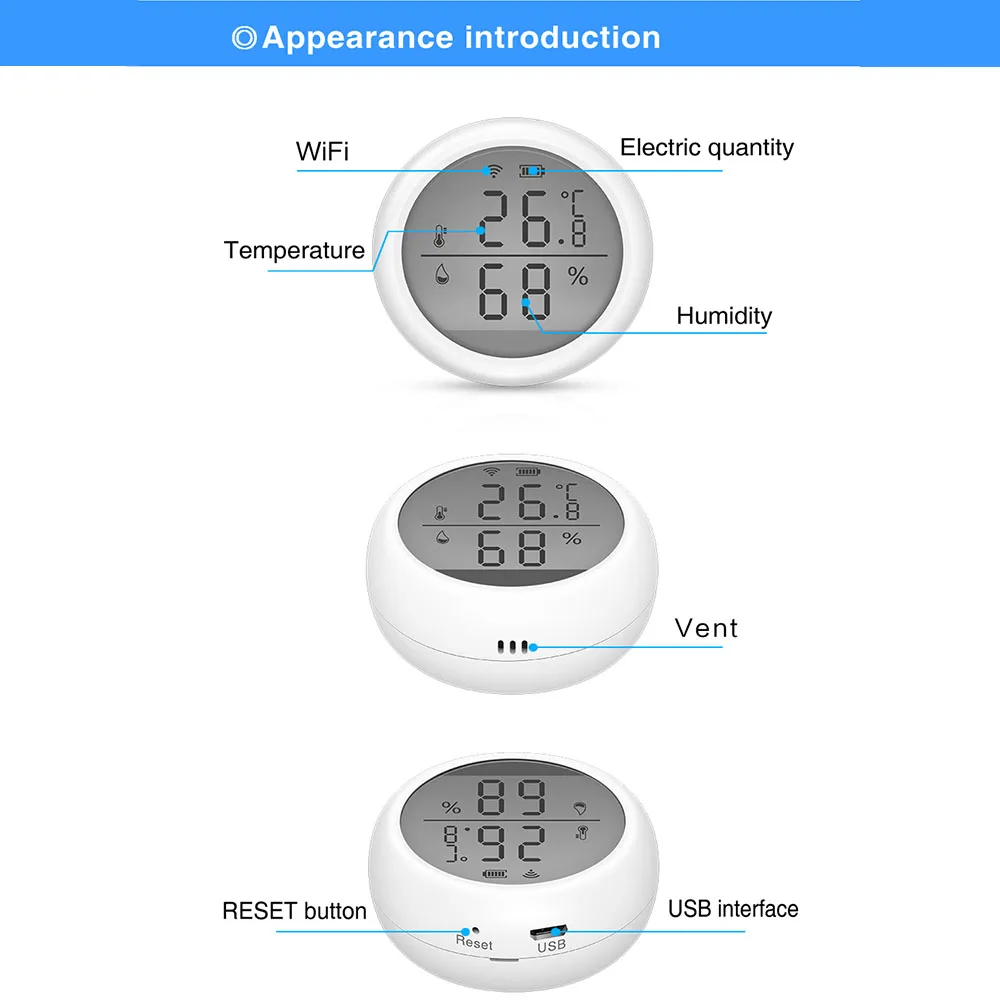 new tuya smart life 2 4g wifi thermometer sensor adjustable temperature modes app detection suitable for google home and alex free global shipping