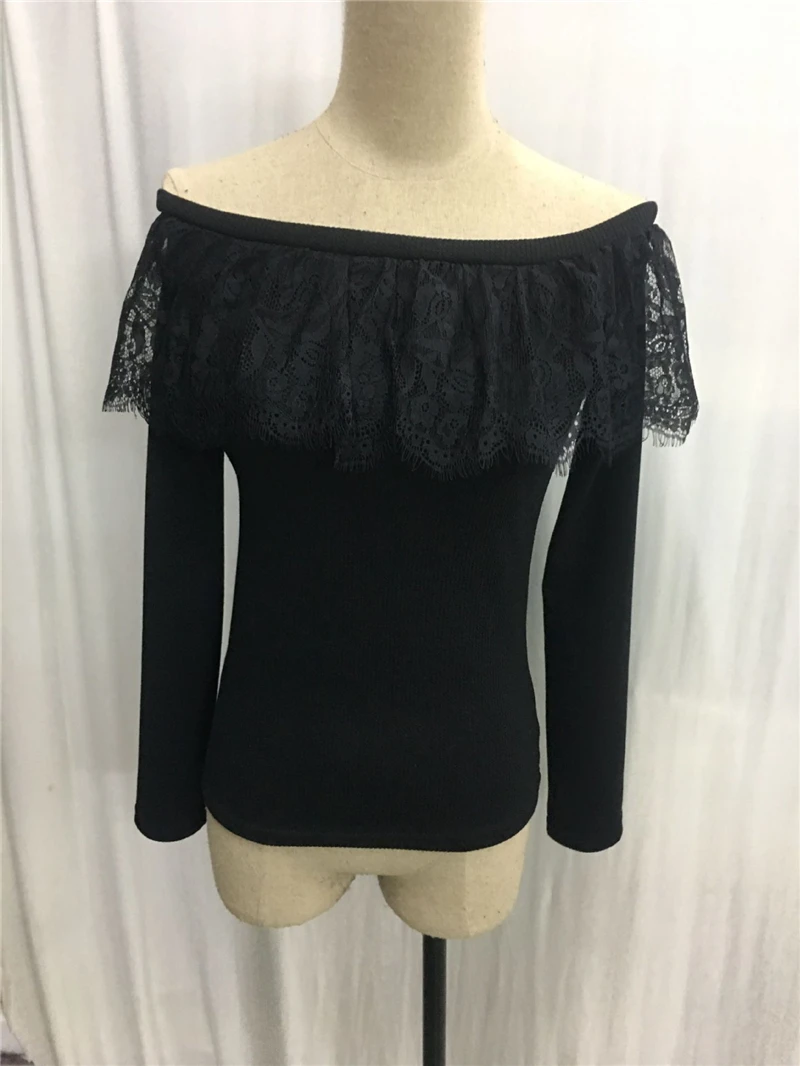 Женский трикотажный пуловер с открытыми плечами однотонный Повседневный свитер