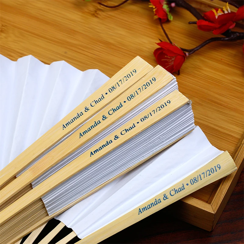 Персонализированная белая шелковая Веерная ткань для свадебного подарка 50 шт.