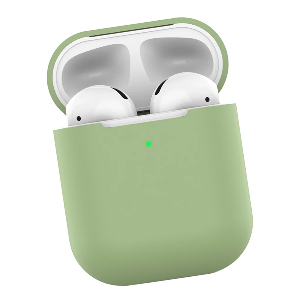 ТПУ Мягкий силиконовый чехол s для Airpods 2, аксессуары, защитная крышка, ультра тонкий чехол, противоударный чехол-держатель, чехол для Air Pods 2nd - Цвет: Matcha Green
