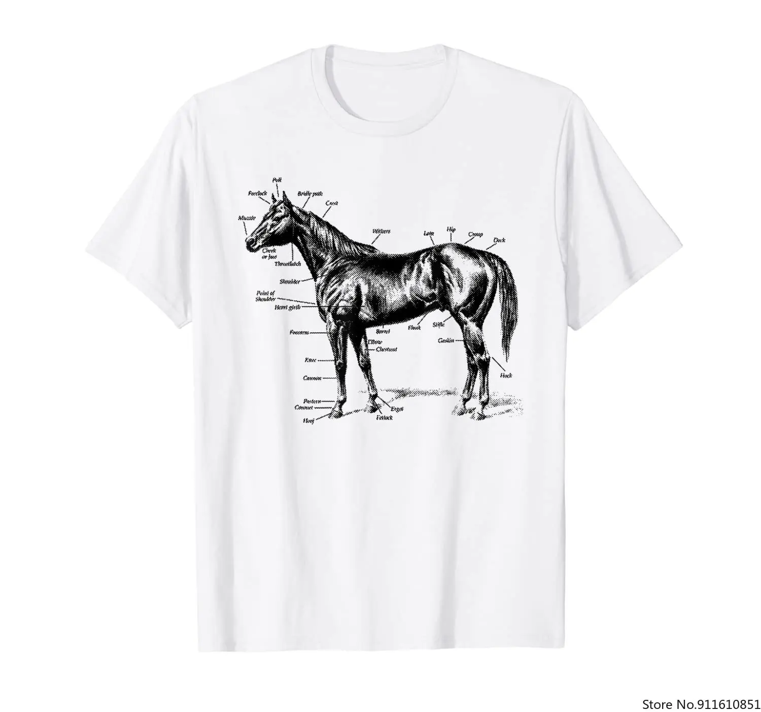 Футболка с изображением техасской анатомии лошади|Мужские футболки| |