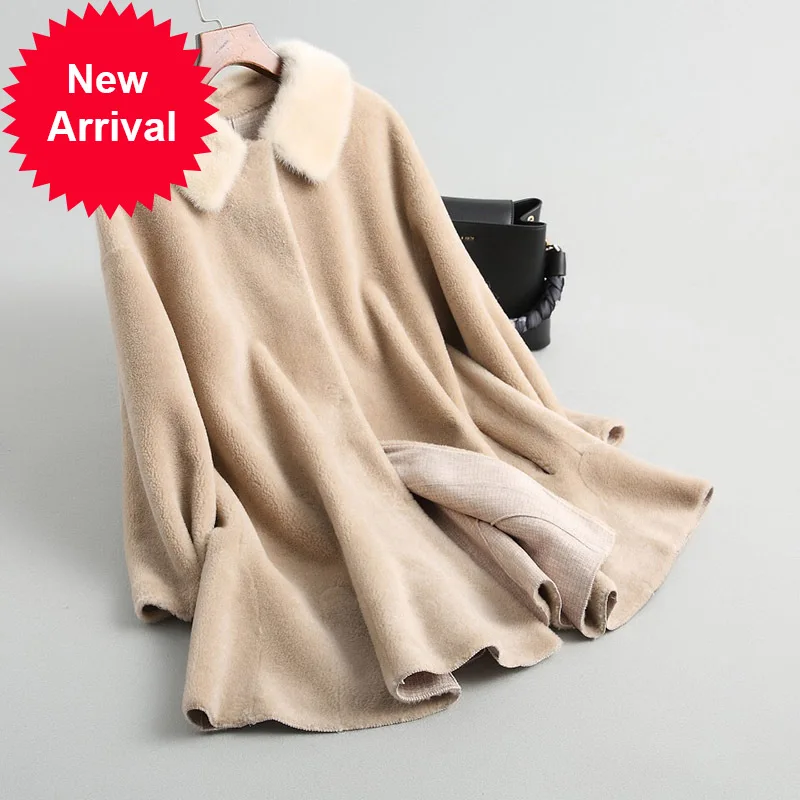 

Женское зимнее пальто с натуральным мехом норки, длинное пальто с воротником из натуральной шерсти, парка большого размера, A18034