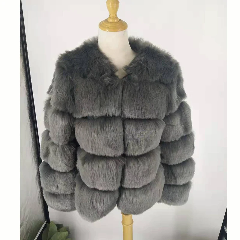 dark grey Норковые женские пальто Зима Новая модная розовая шуба из искусственного меха элегантная Толстая Теплая Верхняя одежда куртка из искусственного меха Chaquetas Mujer HN239 - Цвет: dark grey