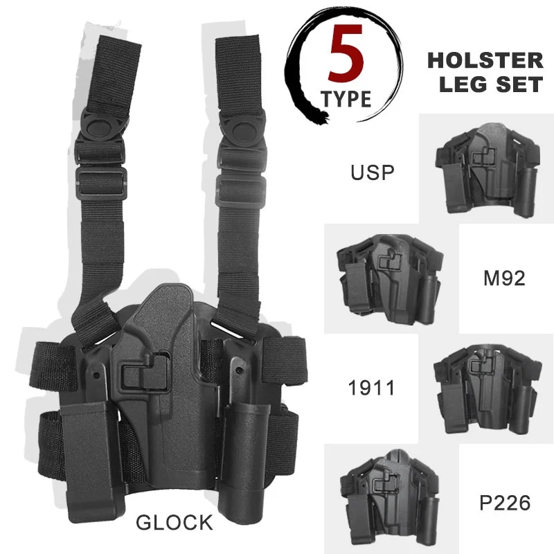 

Tactical Gun Holster Right Hand Drop Leg Holsters Hunting Accessories Airsoft Glock 17 19 22 32 USP 1911 SIG Sauer P226