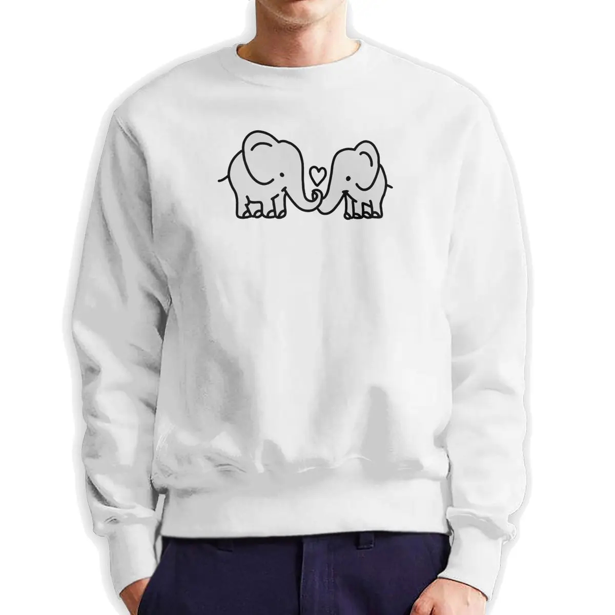 

Love Elephants Men's Pullover 100% Cotton Leisure Sweatshirts Animal Crewneck Clothes Birthday Present Hoodies