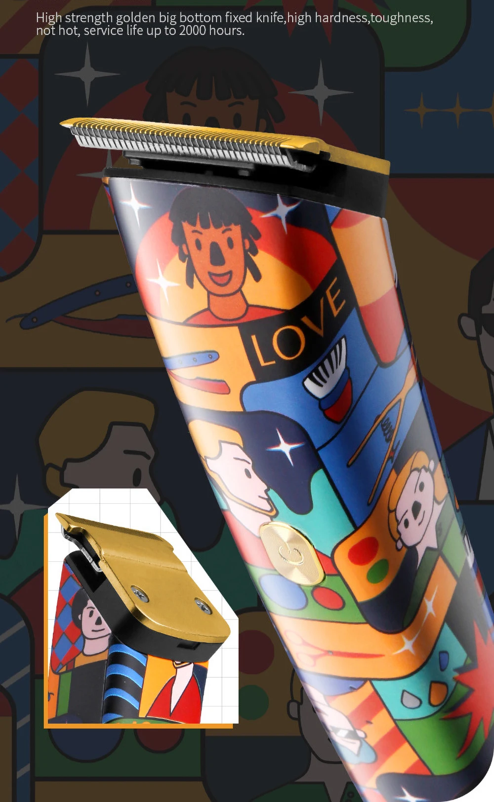 Kemei Новый Личность граффити электромашинка для стрижки волос профессиональная