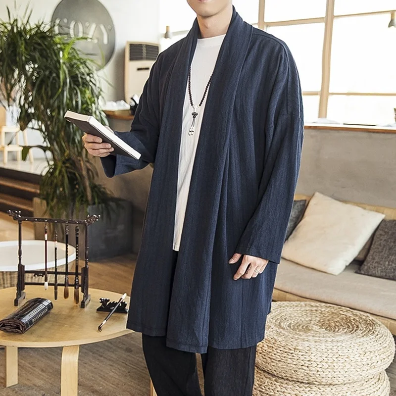 Мужская длинная рубашка китайская одежда в восточном стиле для кунг фу куртка
