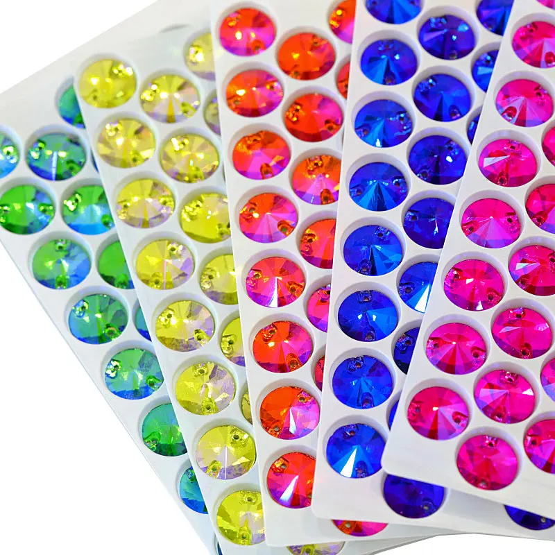 Mix AB Colors Красочные стразы круглые пришивные стразы с плоской задней стороной круглый стакан Rivoli стразы Украшения для свадебного платья E7050 - Цвет: Mix AB Colors