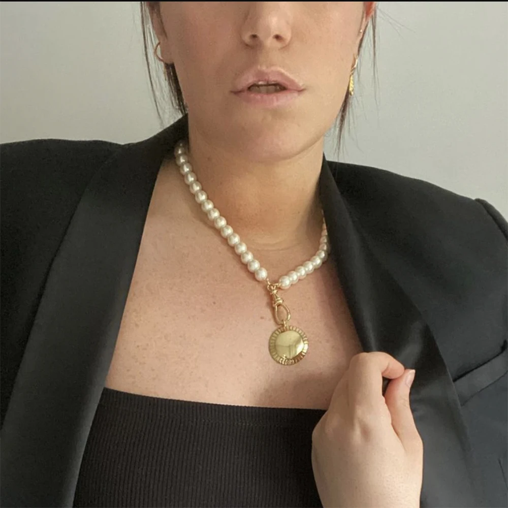 Готическое ожерелье чокер с имитацией жемчуга для женщин Панк Длинная цепочка