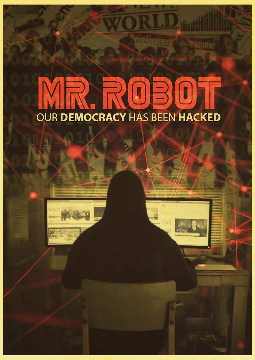 Ретроамериканский психологический триллер Постер для ТВ сериала Mr. Робот