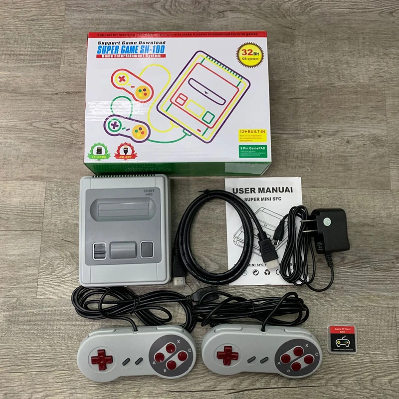 SN 100 32 бит Bulit в 400 1000 игр HD Ретро ТВ игровая консоль с двумя геймпад Портативный