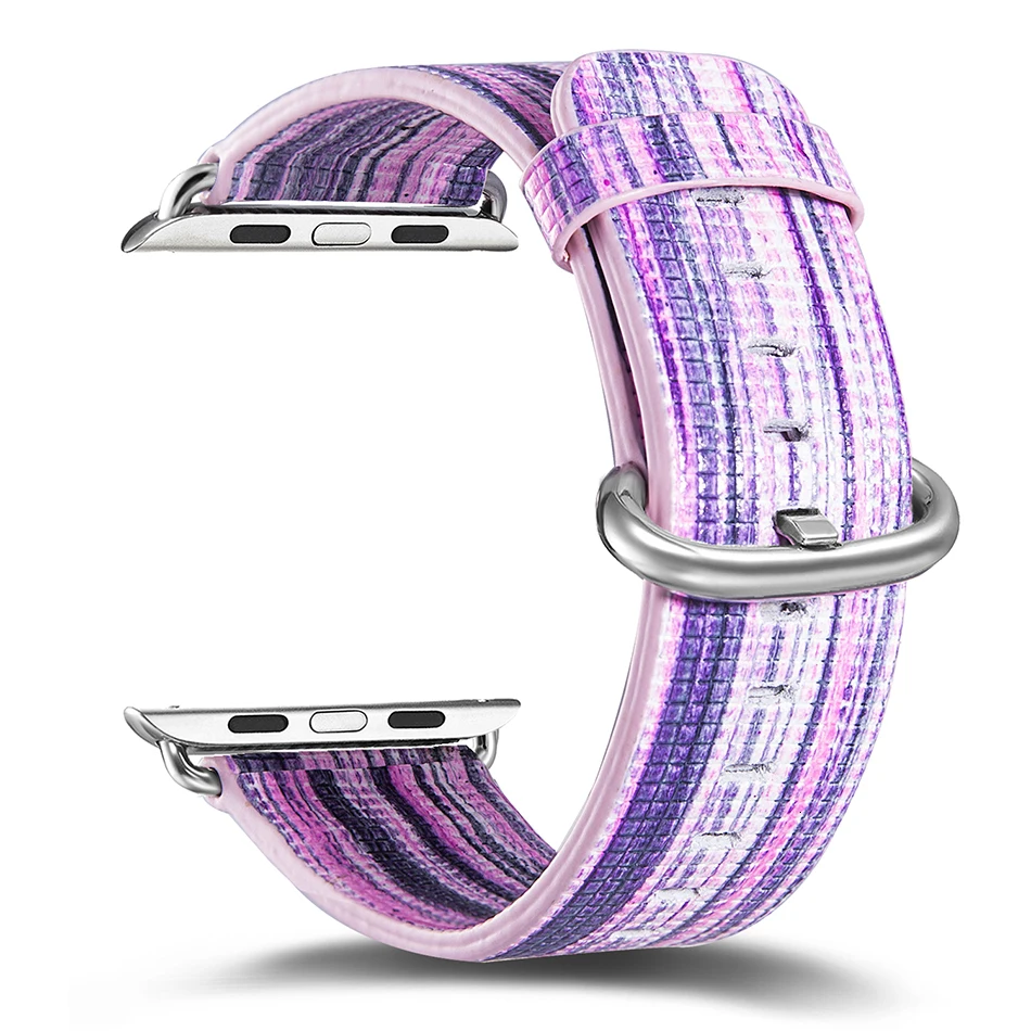 National style/окрашенный кожаный ремешок для наручных часов Apple Watch 44 мм 40 мм длина браслета с цветным рисунком наручные часы-браслет для наручных часов iwatch, 5 4 42 38 мм