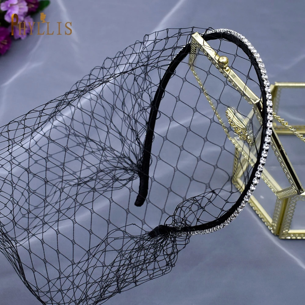 Фата JM21 ручной работы в виде птичьей клетки фата с бриллиантами белая черная