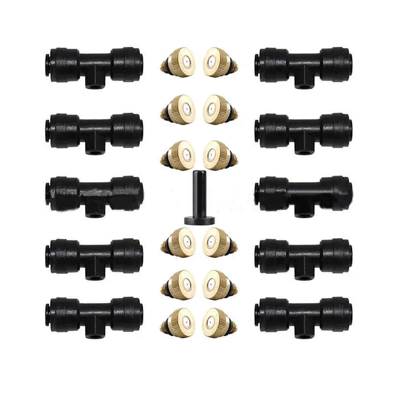 

Garden Accessory Brass Nozzle Water Spray Misting Nozzles Kit 33FT Sprinkler Outdoor Misting Cooling System Irrigation Tool
