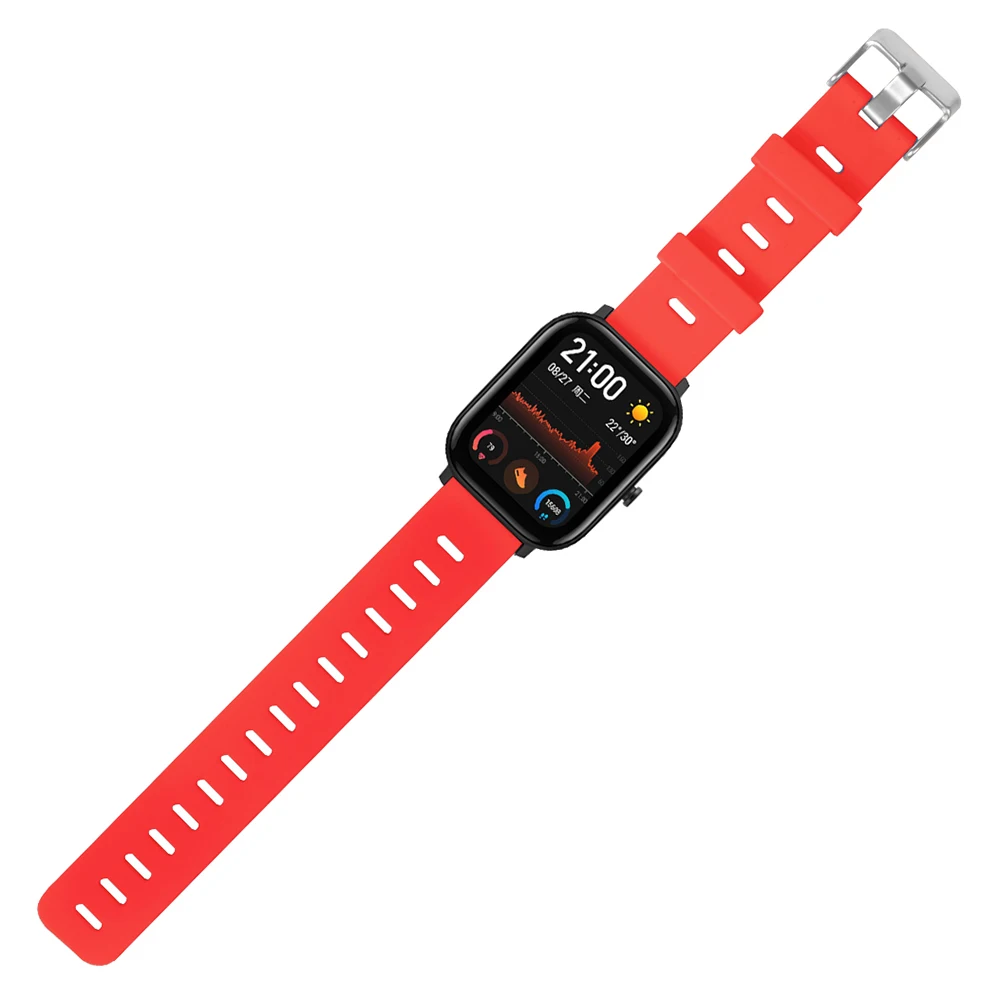 Новинка для Huami Amazfit GTS 20 мм с плоской головкой монохромные часы стальная пряжка силиконовый ремешок умные часы браслет аксессуары