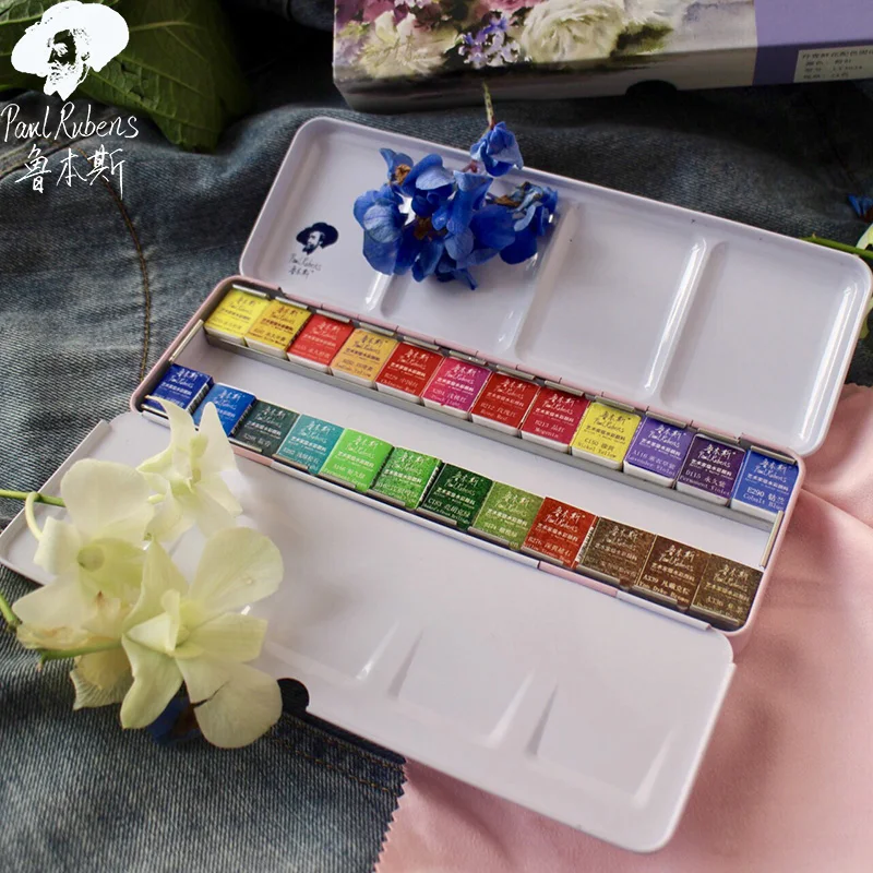 Профессиональный набор акварельных цветов для рисования 24 цвета | Канцтовары