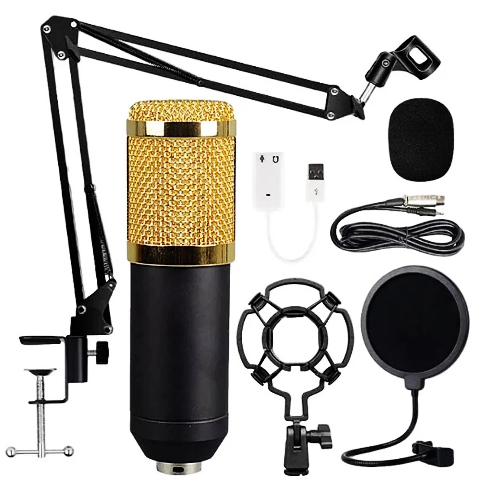 

BM800 Professional Condenser Microphone Podcast Live Broadcast Equipment USB MIC Microfone Set Studio Micf for Studio Recording