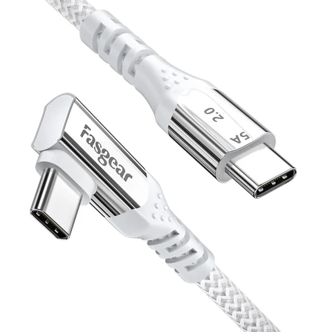USB-кабель Fasgear, 100 Вт, 480 Мбит/с, 90 градусов