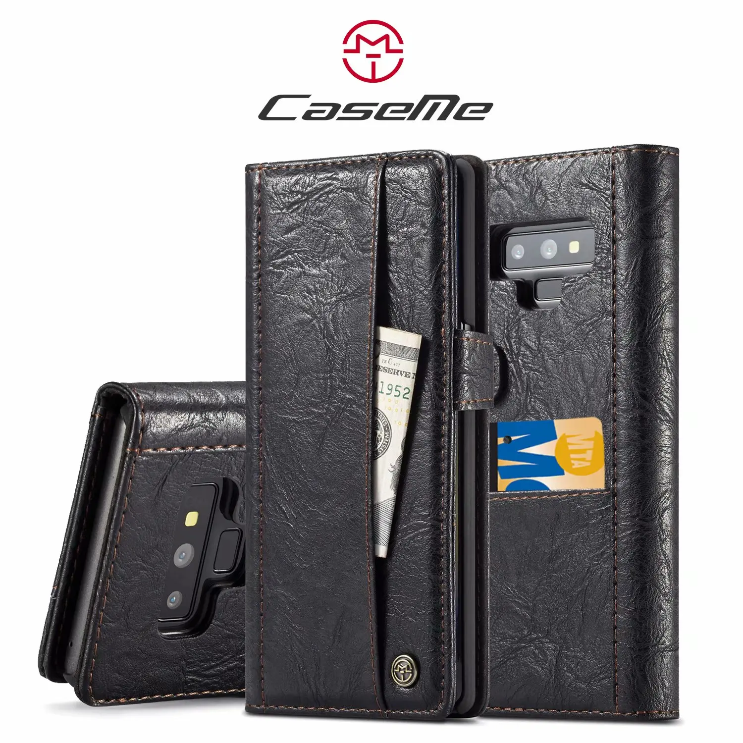 Роскошный кожаный чехол-бумажник с шероховатой трещинкой для samsung Galaxy Note 9 8 S10 S10E