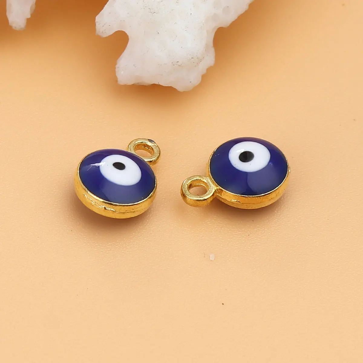 20 PCs Enamel Evil Eye Charms Zinc Based Alloy Religious Round Charms Gold Color Silver Color For DIY Jewelry Making 9*7mm images - 6