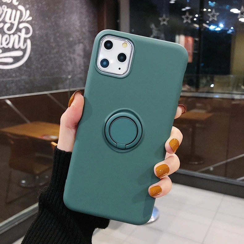 Мягкий силиконовый чехол для iPhone 11 Pro iPhone11 XS Max 6Plus 7Plus 8Plus XR X 7 8 6 S 6 S Plus силиконовый чехол-подставка - Цвет: Dark Green