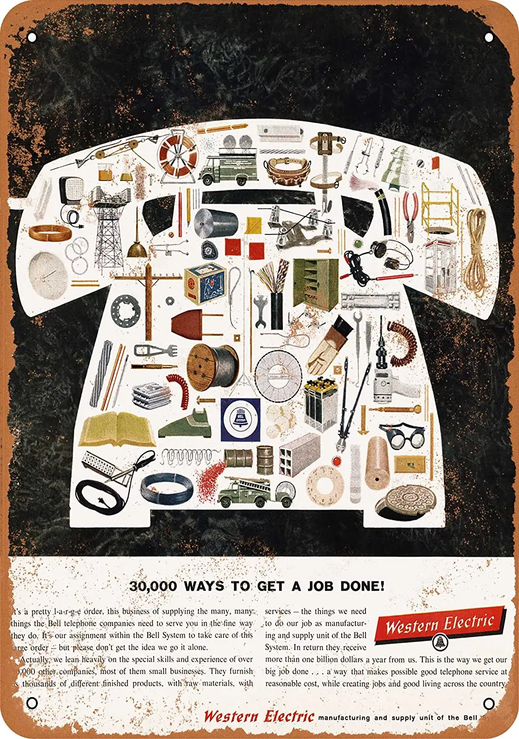 

WallColor 8*12 Metal Sign 1959 Western Electric Telephones Vintage Look