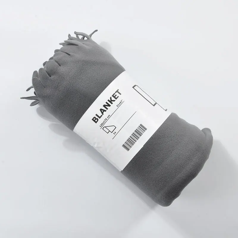 Gray Простое двустороннее Флисовое одеяло 130X170 см, дорожное воздушное одеяло, в полоску, в горошек, черное, белое, детское одеяло, дети, постельные принадлежности - Color: Gray