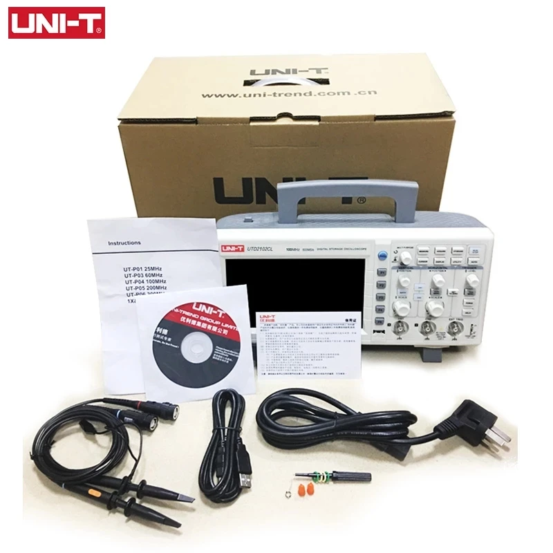 Портативный цифровой осциллограф UNI-T UTD2102CL 100 МГц 2-канальный 500 с USB-осциллографом