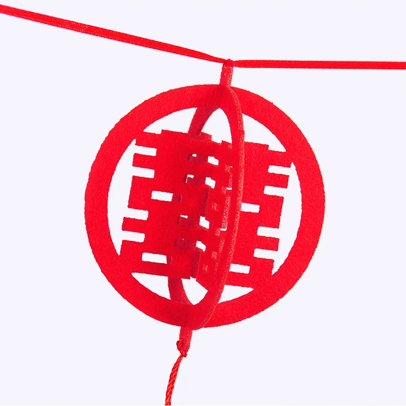 

3D Circular Chinese For Wedding Double Happiness Non- Woven Cloth Hanging Banner