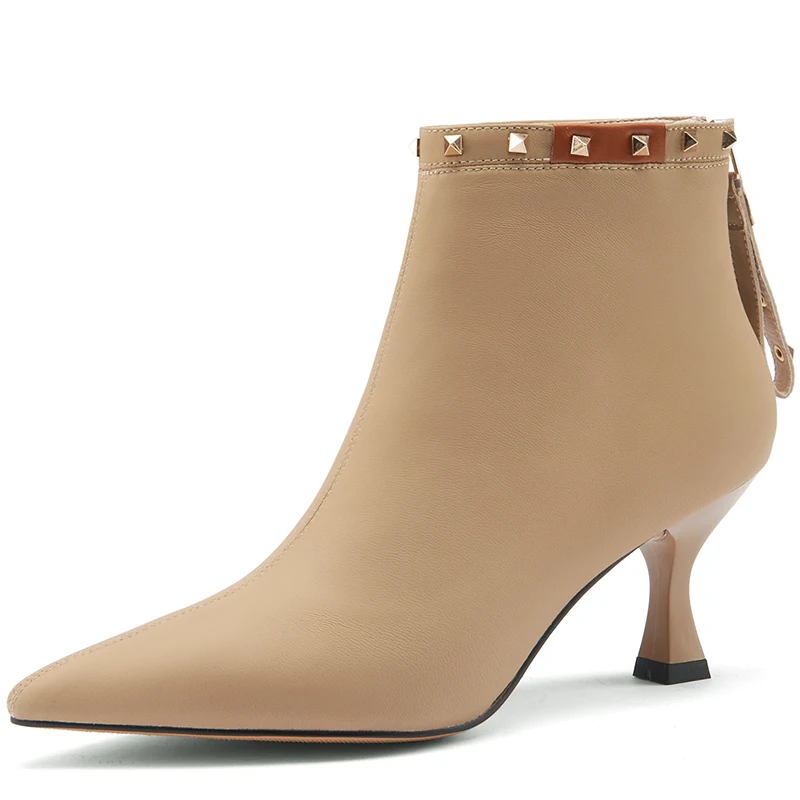 

Женские ботильоны из натуральной кожи, на высоком каблуке