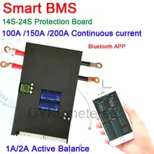 1A/2A Active Balance Battery Protection Board Smart BMS 14S ~ 24S 100A 150A 200A 300A 400A Phone APP Lifepo4 li-ion LTO 16S 20S