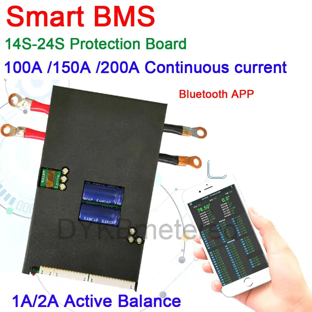 Плата защиты активного баланса 14S 24S 1A/2A умное Bluetooth приложение BMS Lifepo4 литий ионная