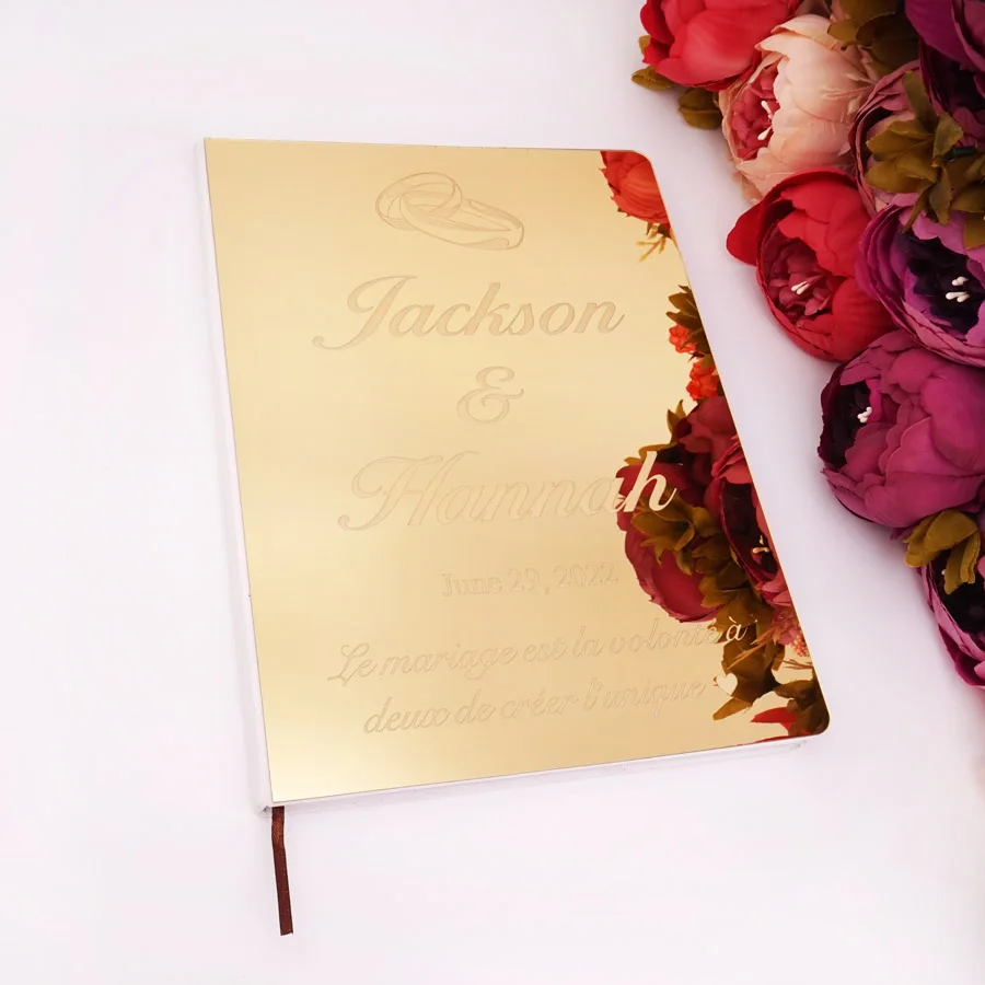 Индивидуальная акриловая книга для гостей с гравировкой свадебные подарки на